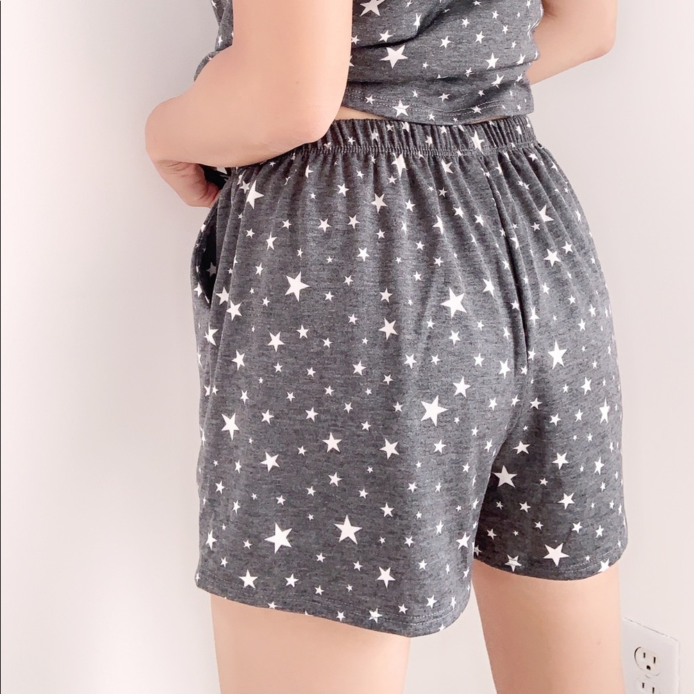 STAR PRINT MATCHING TOP AND SHORTS - DARK GRAY WHITE - Picture 9 of 9